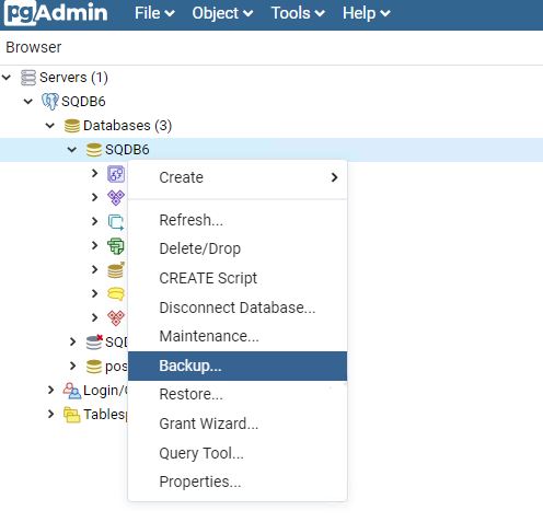 Backup of Internal and External PostgreSQL Database image.