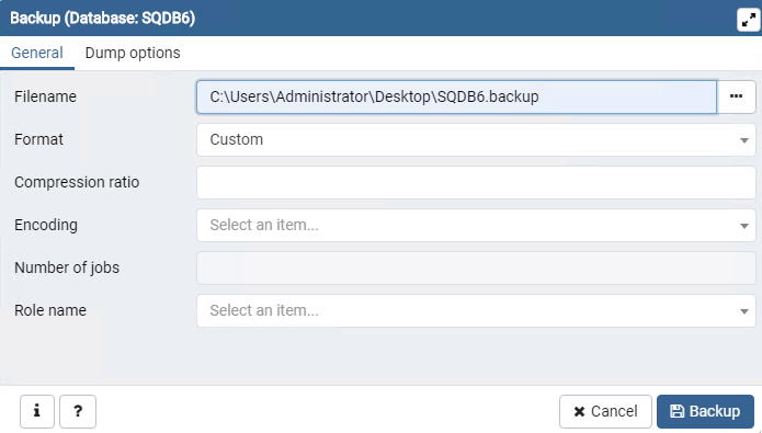 Backup of Internal and External PostgreSQL Database