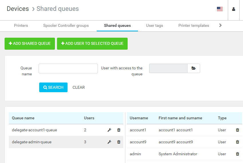 Shared queue configuration in YSoft SafeQ