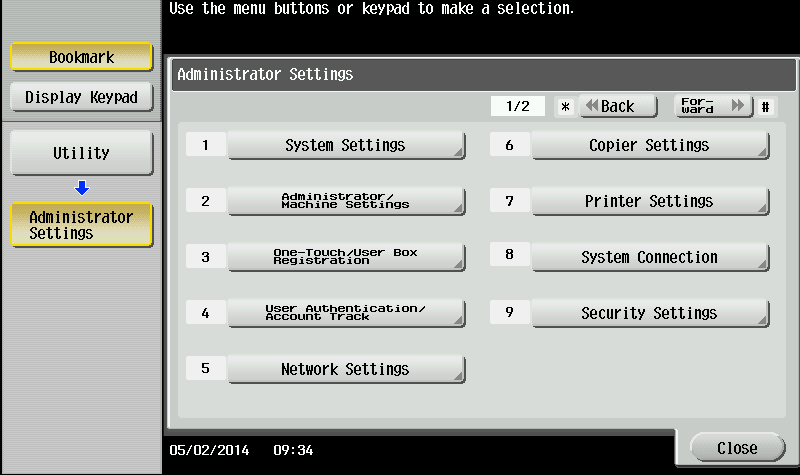 Konica Minolta - Disable the ID and print option on the MFD