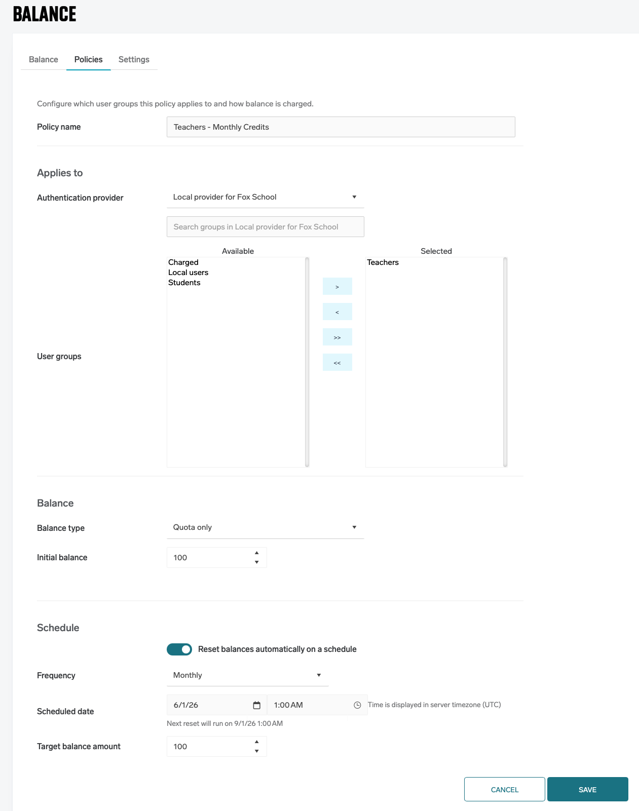 Credit policy form